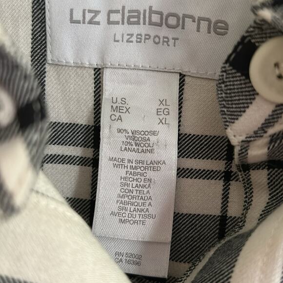 Women’s size extra large, Liz Claiborne, Plaid Beige and brown long sleeve shirt - Picture 4 of 6